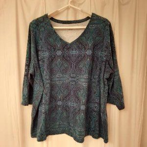 Catherines 3/4 sleeve Tee Blue/Teal  1X